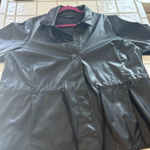 Lane Bryant Faux Leather Shirt Jacket | Black | Size 22 | Edgy Work-to-Weekend S - Picture 12 of 16